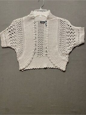 Vanity Gray Open-Knit Cropped Bolero Shrug- Size Small